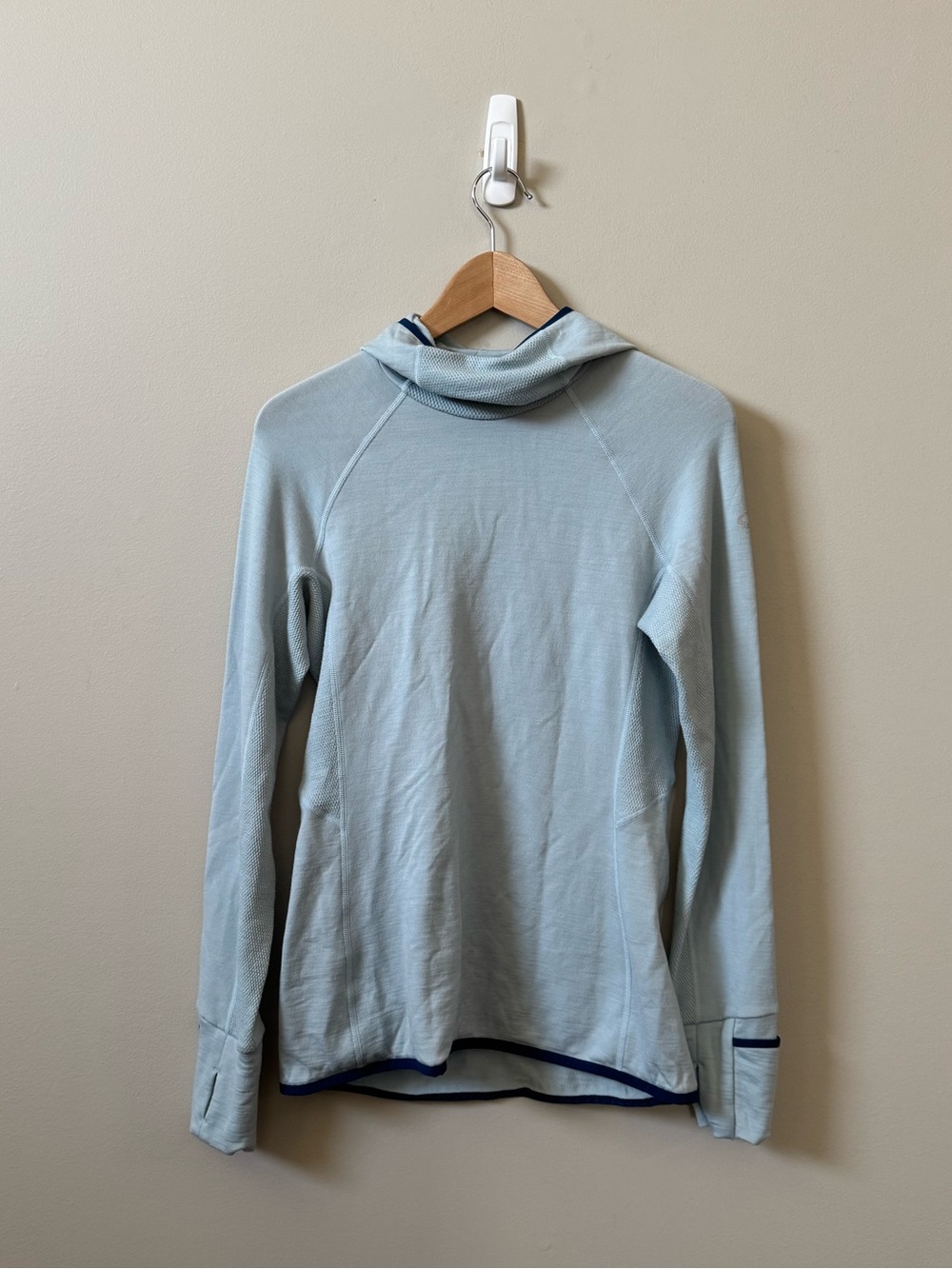 Icebreaker Zoneknit merino high neck base layer GT hoodie - Light blue
